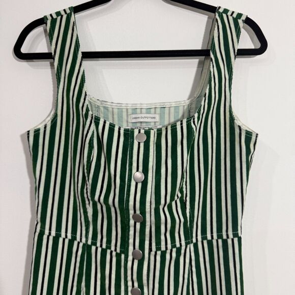 Urban Outfitters Corduroy Button Down Mini Dress - Striped Green/Black/Cream 6 - Picture 5 of 8